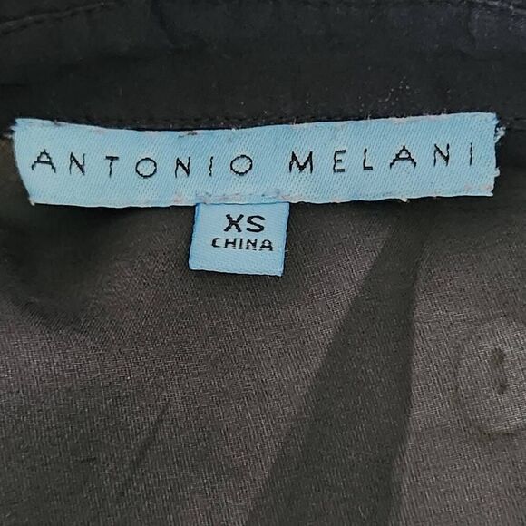 Antonio Melani silk bodysuit blouse top hidden button front black XS - Picture 5 of 7